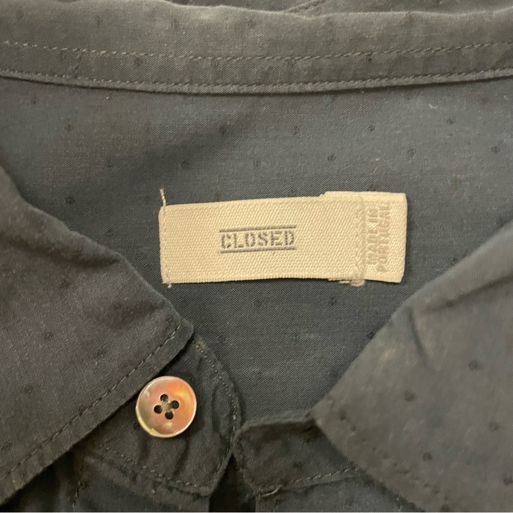 Navy Polka Dot Button Down By Closed - image 4